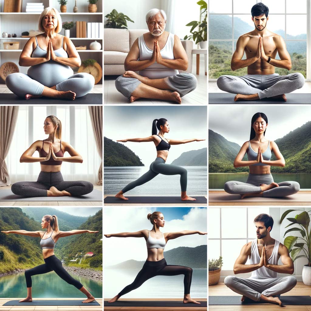 montage-of-diverse-individuals-demonstrating-various-yoga-poses-specifically-for-weight-loss